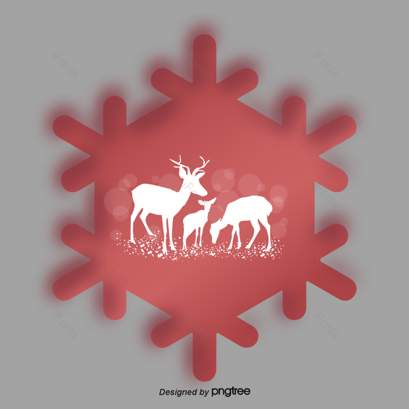 剪纸图片,麋鹿元素,白色PNG,雪花免抠素材